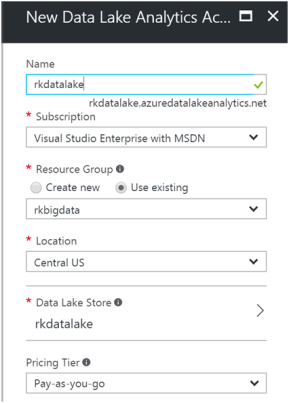 Creating Azure Data Lake Analytics1